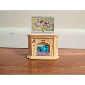 Fisher Price Loving Family Dollhouse Television Tv W/ Pop-Up Screen Music
